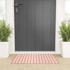 Red geometric plaid gingham pattern Welcome Mat Gallery Image 3