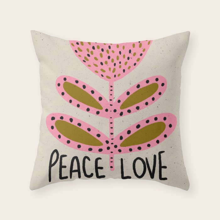 Peace and Love Print  Throw Pillow Gallery Image 1