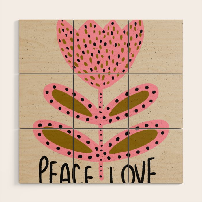 Peace and Love Print  Wood Wall Art Gallery Image 1