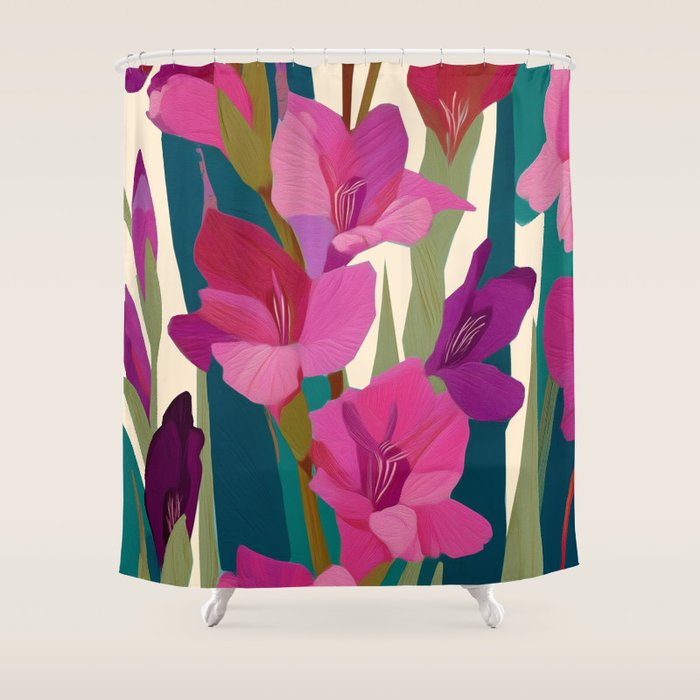 Magenta Garden Shower Curtain Gallery Image 1