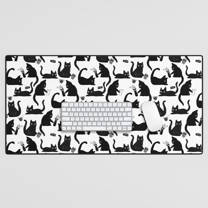 Bad Cats Knocking Stuff Over Desk Mat Gallery Image 1