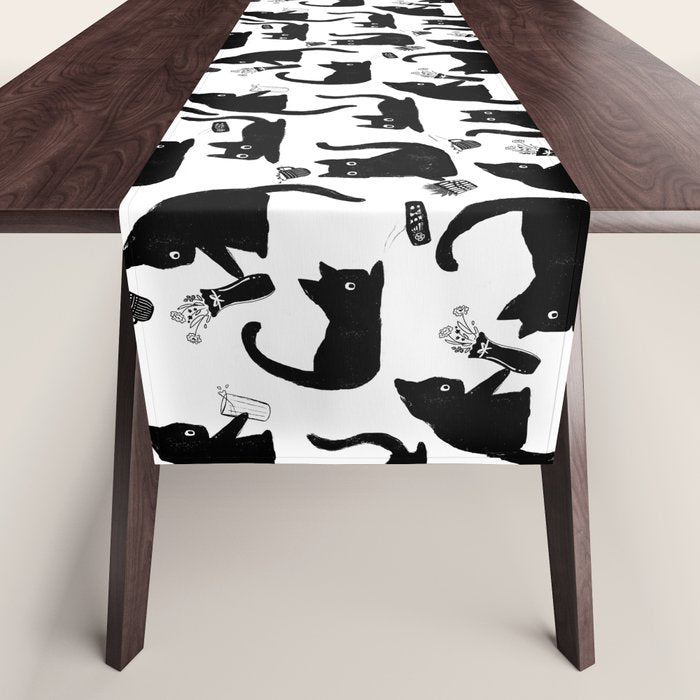 Bad Cats Knocking Stuff Over Table Runner Gallery Image 1