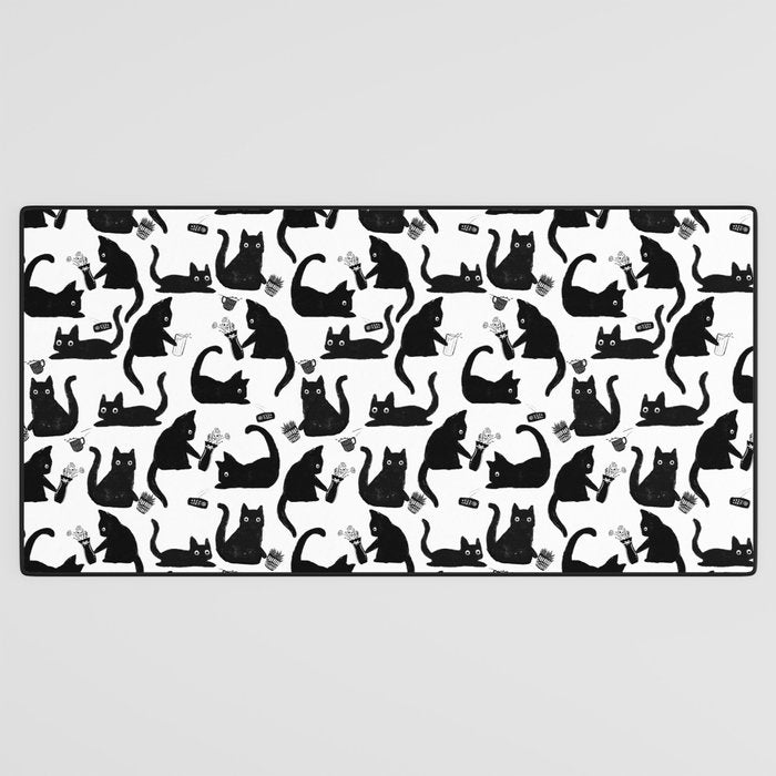 Bad Cats Knocking Stuff Over Desk Mat Gallery Image 3