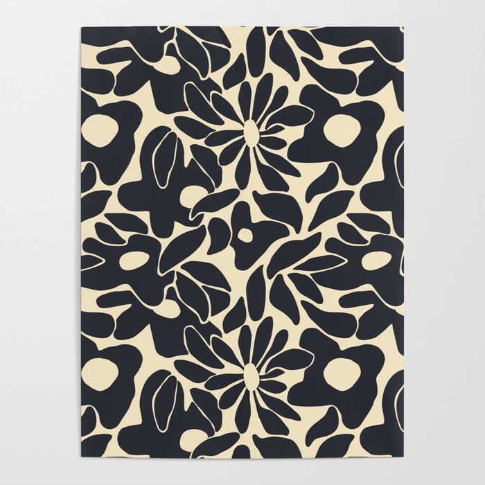Abstract vintage flower art pattern Poster Gallery Image 1