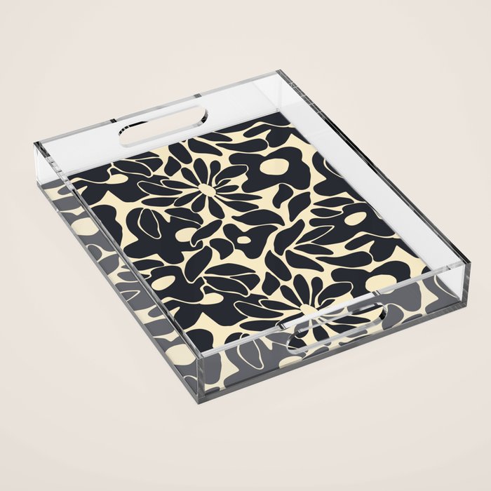 Abstract vintage flower art pattern Acrylic Tray Gallery Image 1