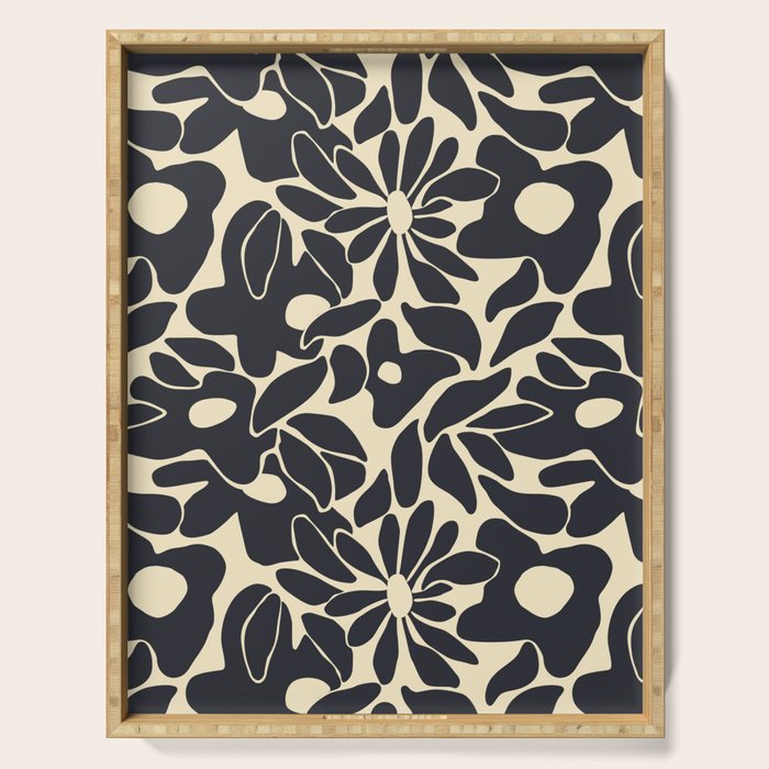 Abstract vintage flower art pattern Serving Tray Gallery Image 1