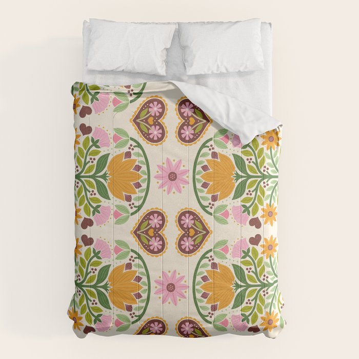 Let your Love Bloom Floral Folk Art Comforter Gallery Image 6