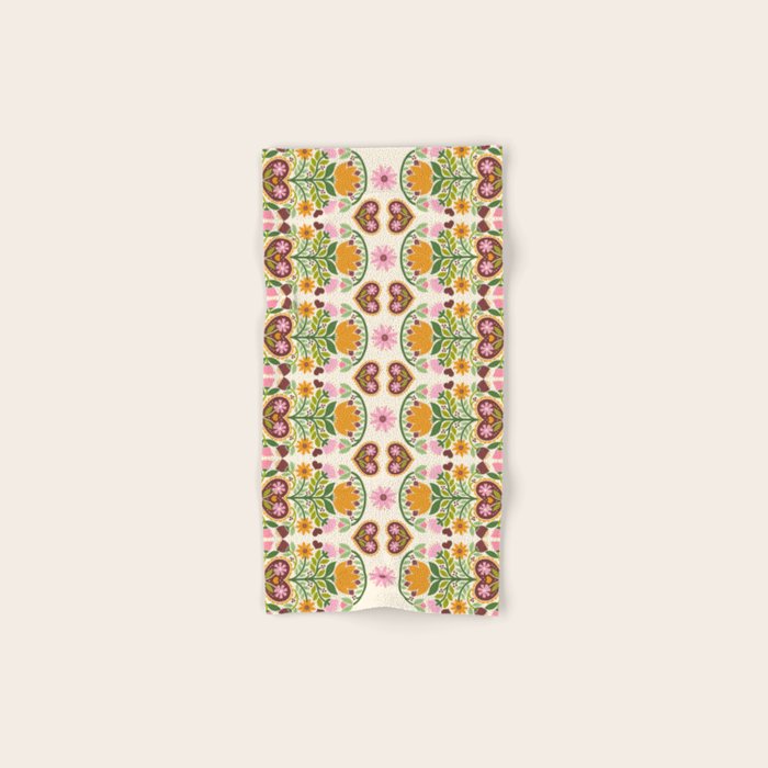 Let your Love Bloom Floral Folk Art Bath Towel Gallery Image 1