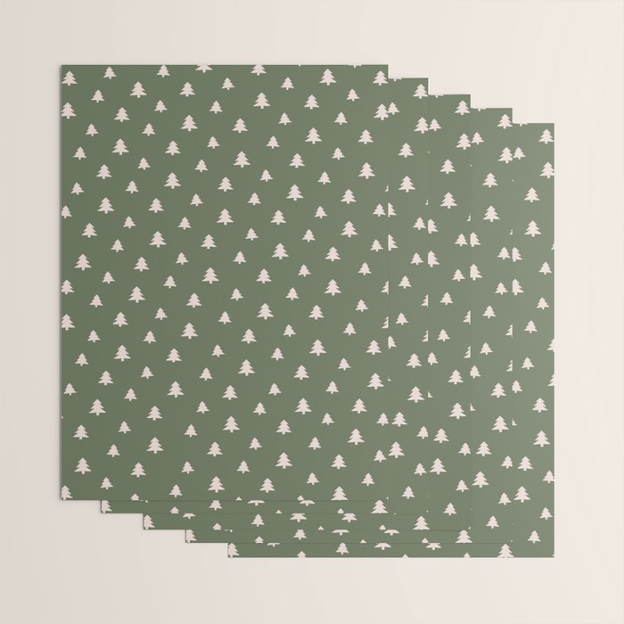 Christmas Tree Pattern Green Wrapping Paper Gallery Image 3