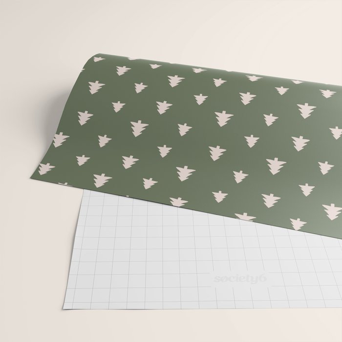 Christmas Tree Pattern Green Wrapping Paper Gallery Image 2