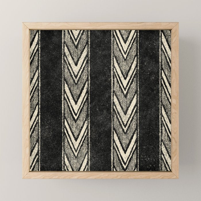 Canyon Stripe - black and cream Mini Art Print Gallery Image 1