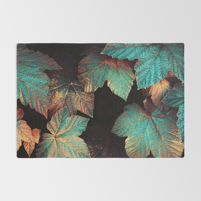 Copper And Teal Leaves Rug Gallery Image 2