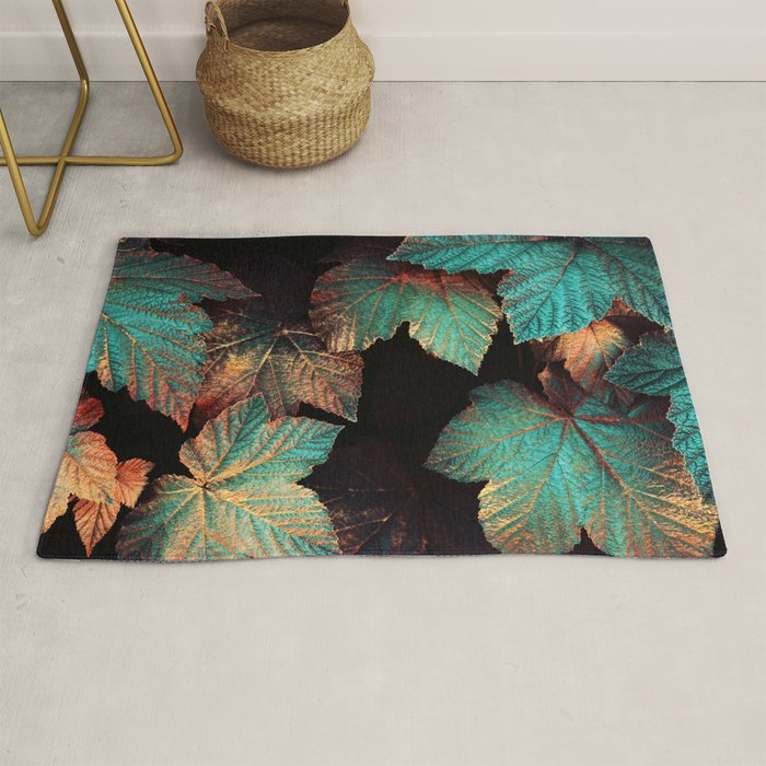 Copper And Teal Leaves Rug Gallery Image 1