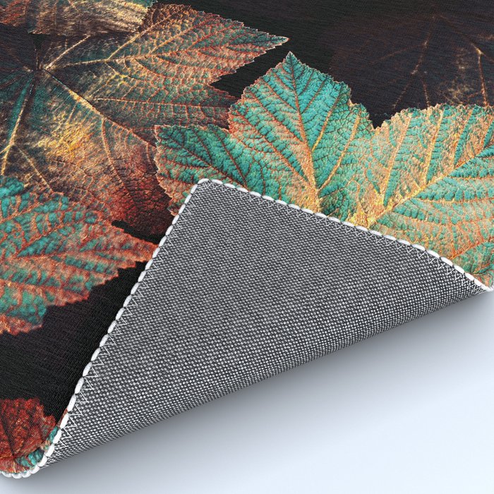 Copper And Teal Leaves Rug Gallery Image 4