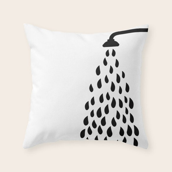 Black and white shower head drops of water Throw Pillow Gallery Image 6