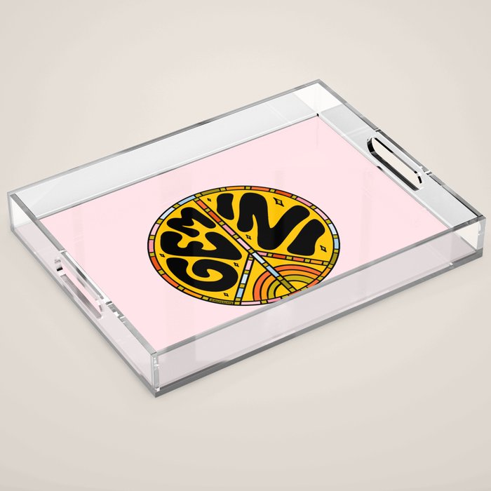 Gemini Peace Sign Acrylic Tray Gallery Image 1