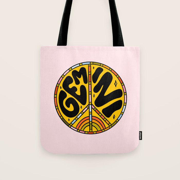 Gemini Peace Sign Tote Bag Gallery Image 1