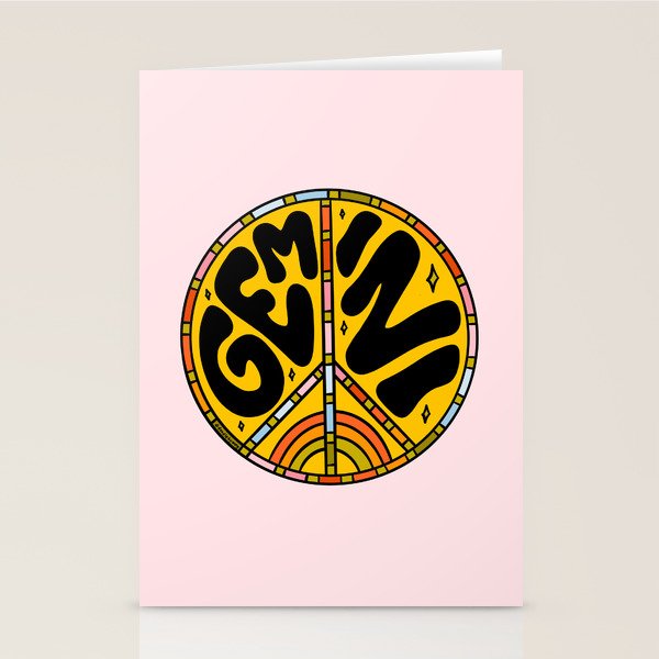 Gemini Peace Sign Stationery Card Gallery Image 2