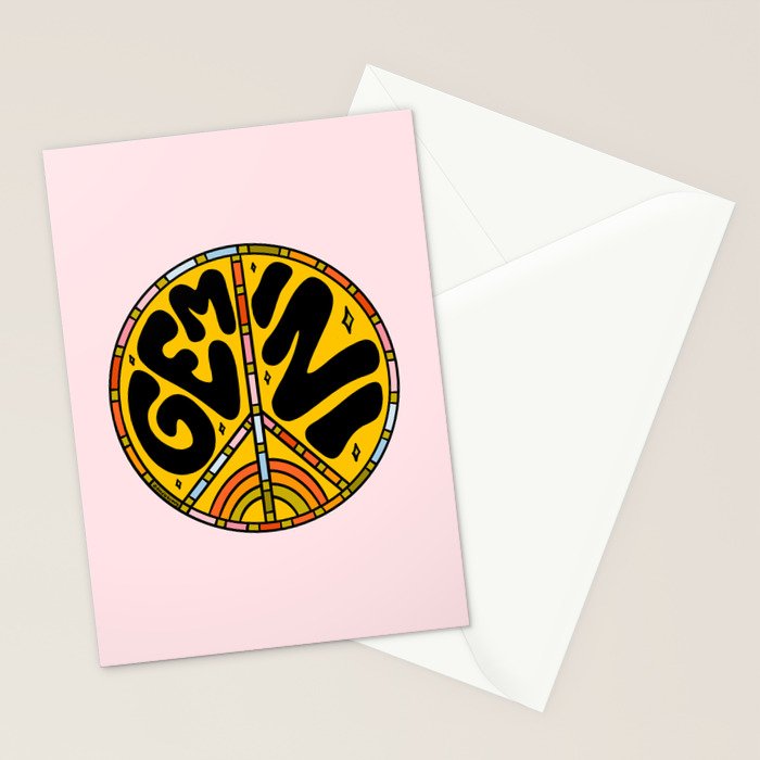 Gemini Peace Sign Stationery Card Gallery Image 2