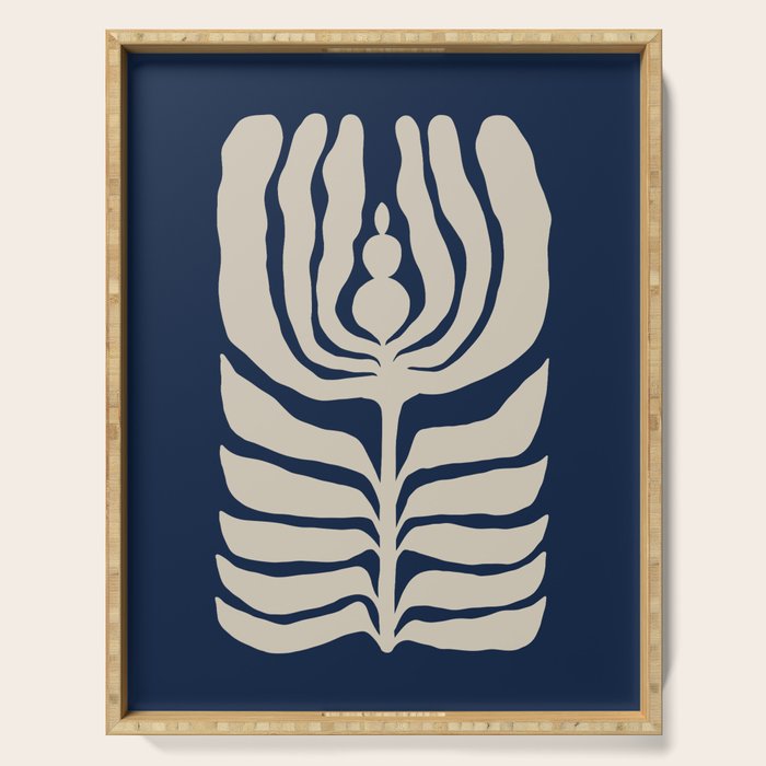 Night Bloom - Blue Serving Tray Gallery Image 1