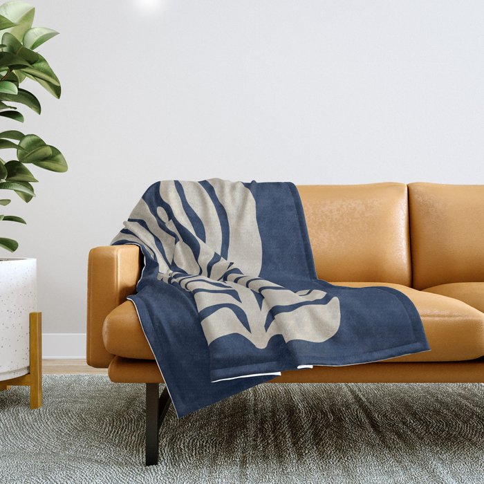 Night Bloom - Blue Throw Blanket Gallery Image 1