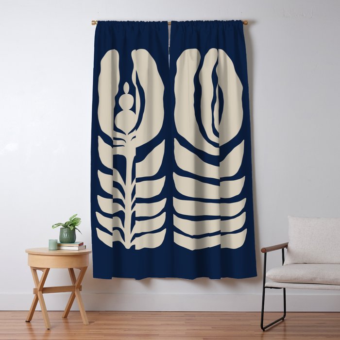Night Bloom - Blue Window Curtain Gallery Image 1