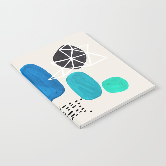 Fun Abstract Minimalist Mid Century Modern Colorful Shapes Marine Green Blue Ombre Watercolor Bubble Notebook Gallery Image 2