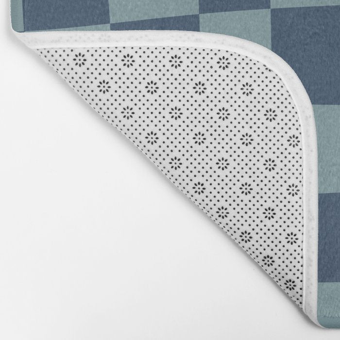 Abstract Checkerboard plaid pattern navy blue  Bath Mat Gallery Image 2