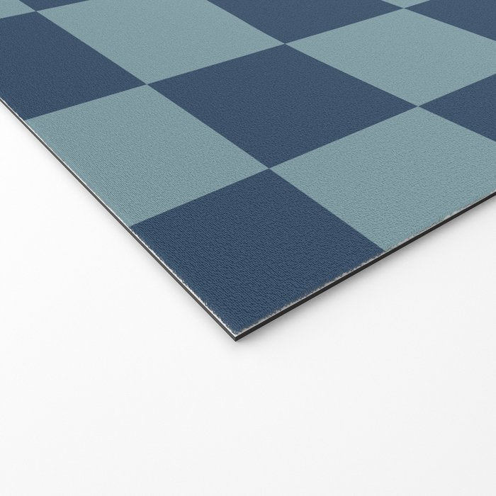 Abstract Checkerboard plaid pattern navy blue  Welcome Mat Gallery Image 2