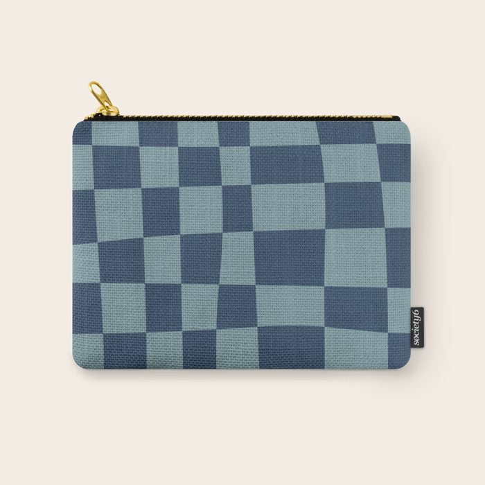 Abstract Checkerboard plaid pattern navy blue  Carry All Pouch Gallery Image 1