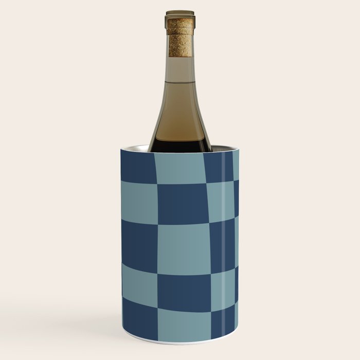 Abstract Checkerboard plaid pattern navy blue  Wine Chiller Gallery Image 3