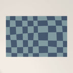 Abstract Checkerboard plaid pattern navy blue  Welcome Mat Gallery Image 1