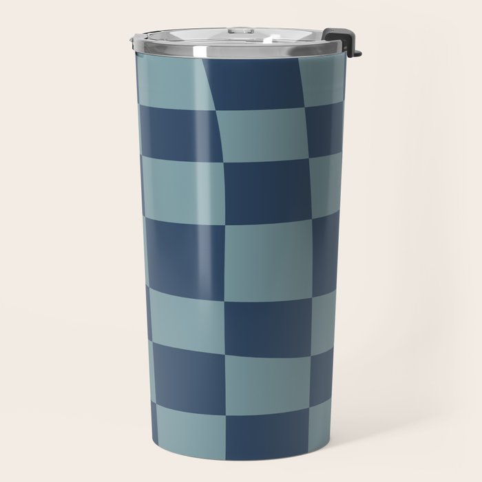 Abstract Checkerboard plaid pattern navy blue  Travel Mug Gallery Image 2