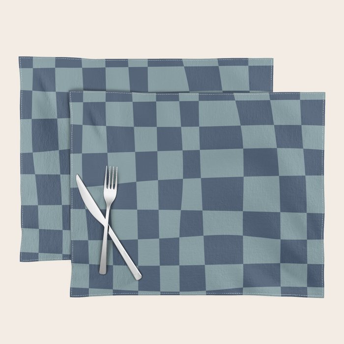 Abstract Checkerboard plaid pattern navy blue  Placemat Gallery Image 1