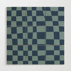 Abstract Checkerboard plaid pattern navy blue  Wood Wall Art Gallery Image 1