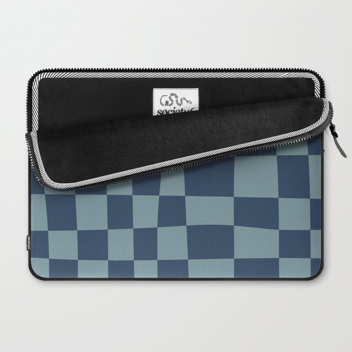 Abstract Checkerboard plaid pattern navy blue  Laptop Sleeve Gallery Image 2