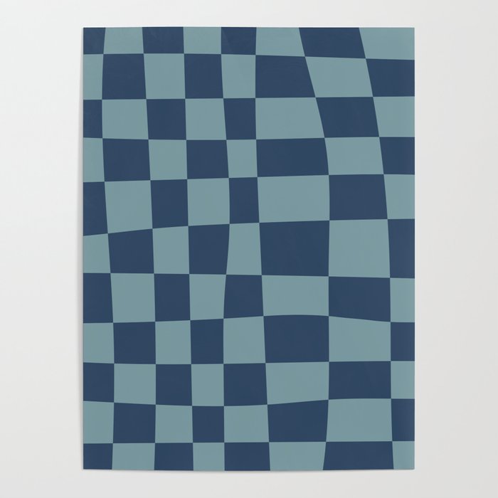 Abstract Checkerboard plaid pattern navy blue  Poster Gallery Image 1
