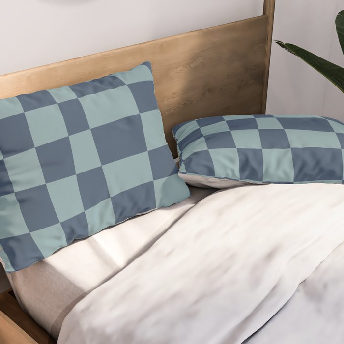 Abstract Checkerboard plaid pattern navy blue  Pillow Sham Gallery Image 2