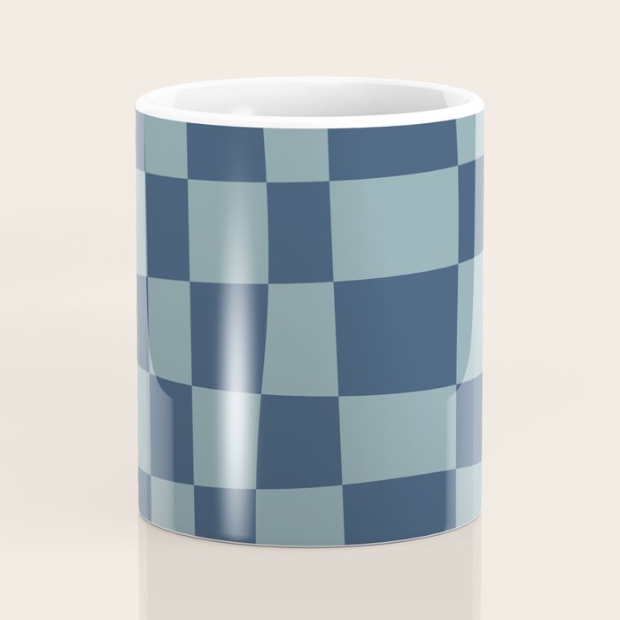 Abstract Checkerboard plaid pattern navy blue  Coffee Mug Gallery Image 4