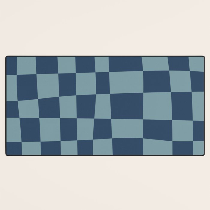 Abstract Checkerboard plaid pattern navy blue  Desk Mat Gallery Image 3