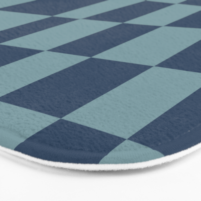 Abstract Checkerboard plaid pattern navy blue  Bath Mat Gallery Image 3