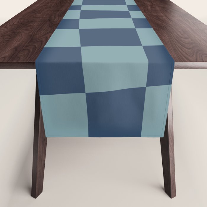 Abstract Checkerboard plaid pattern navy blue  Table Runner Gallery Image 1