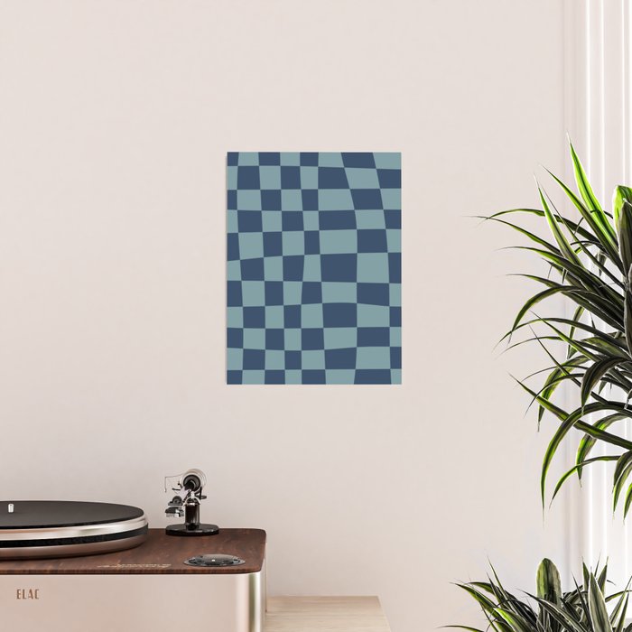 Abstract Checkerboard plaid pattern navy blue  Poster Gallery Image 2
