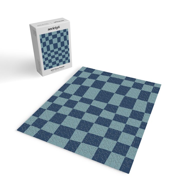 Abstract Checkerboard plaid pattern navy blue  Jigsaw Puzzle Gallery Image 2