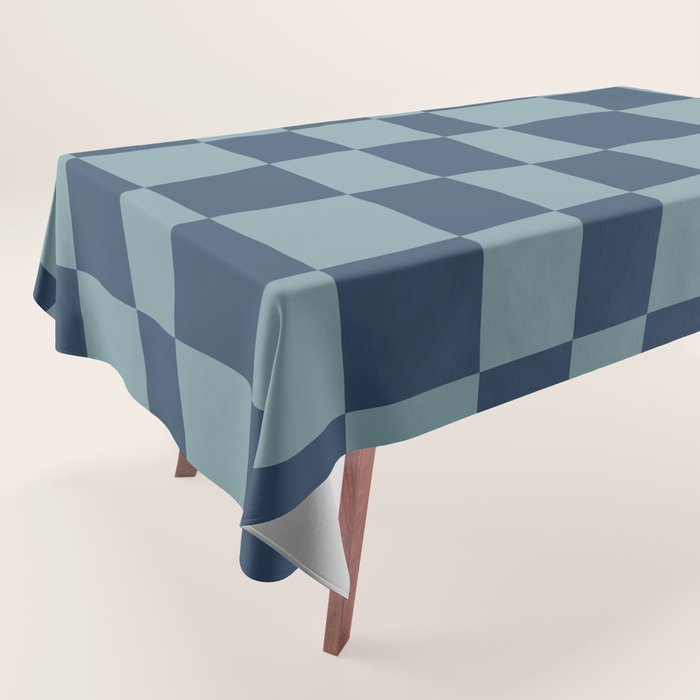 Abstract Checkerboard plaid pattern navy blue  Tablecloth Gallery Image 1