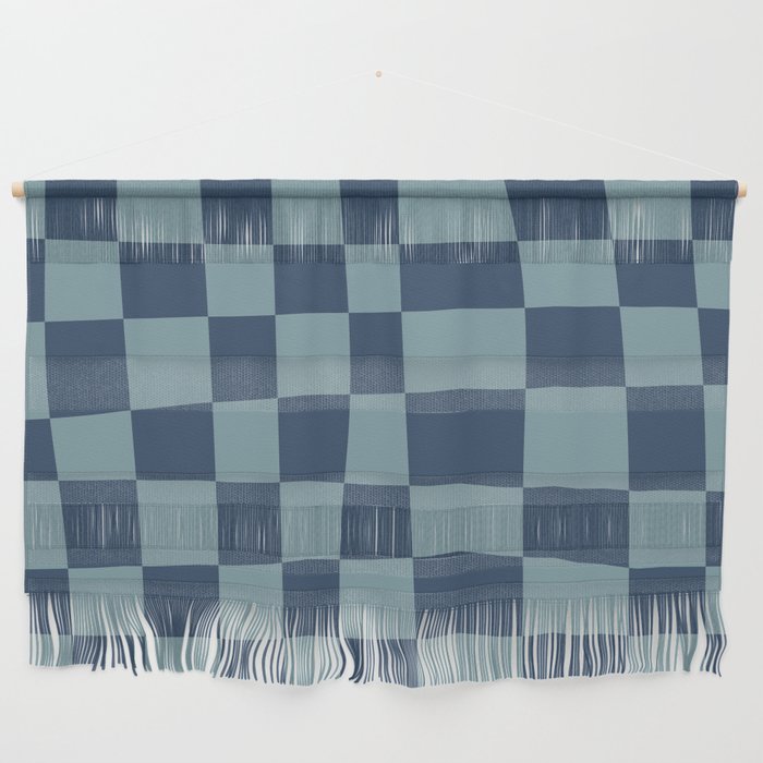 Abstract Checkerboard plaid pattern navy blue  Wall Hanging Gallery Image 1