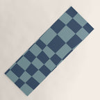 Abstract Checkerboard plaid pattern navy blue  Yoga Mat Gallery Image 1