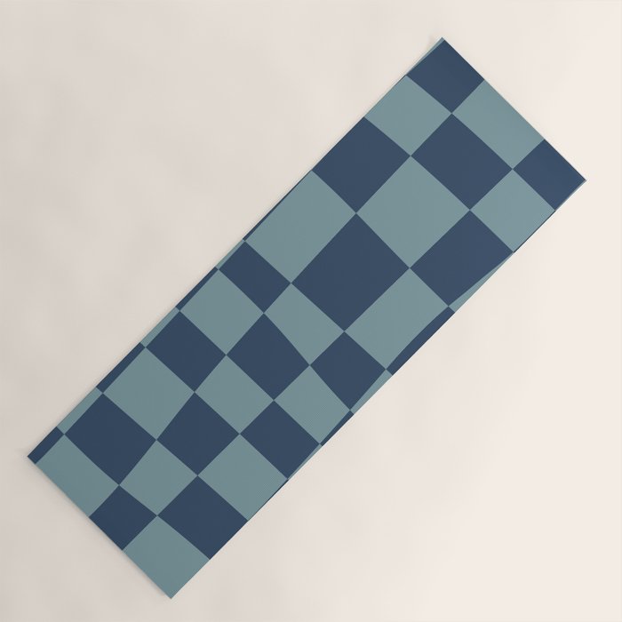 Abstract Checkerboard plaid pattern navy blue  Yoga Mat Gallery Image 1
