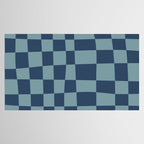Abstract Checkerboard plaid pattern navy blue  Tablecloth Gallery Image 2