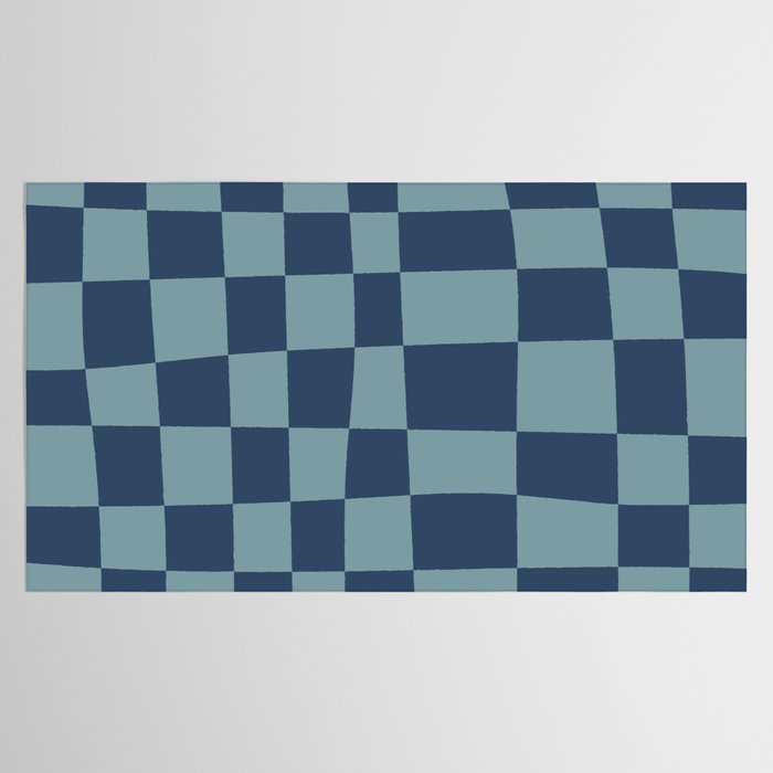 Abstract Checkerboard plaid pattern navy blue  Tablecloth Gallery Image 2